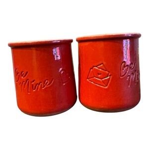 La Fermiere limited edition valentines 'Be Mine' ceramic yogurt jars set of 2